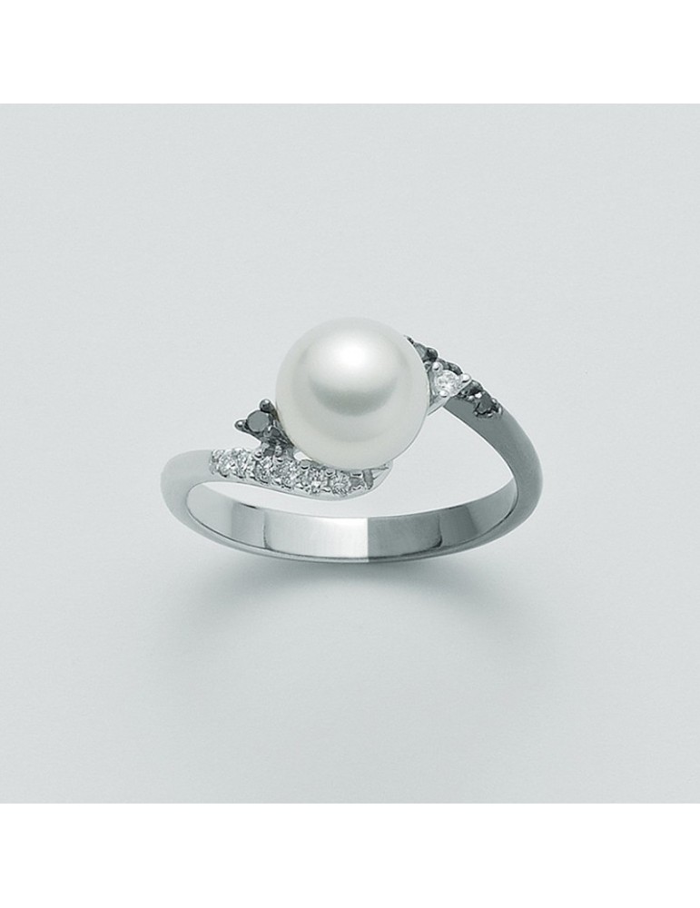 Nimei Ring 18K White Gold with Pearl White and Black