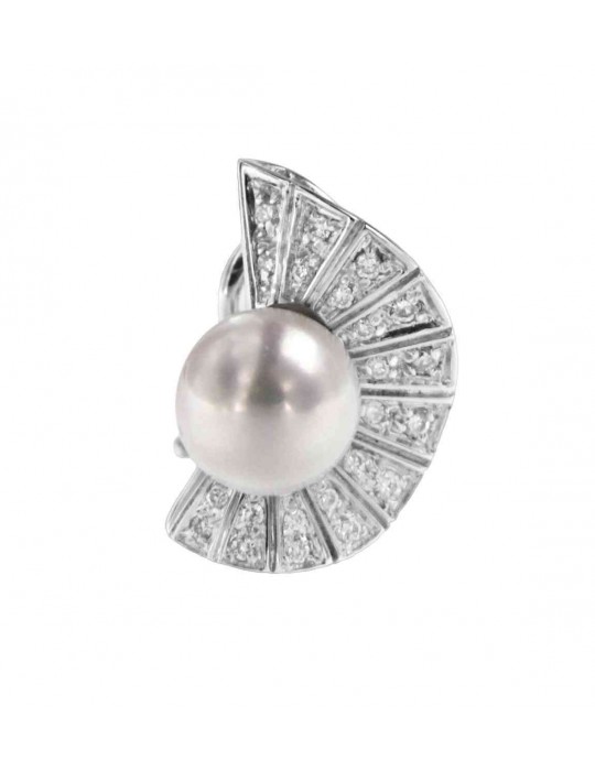 Orecchini Nimei - in Oro Bianco 18 Carati con Perle Akoya 7-7,5mm e Diamanti Naturali - PER403