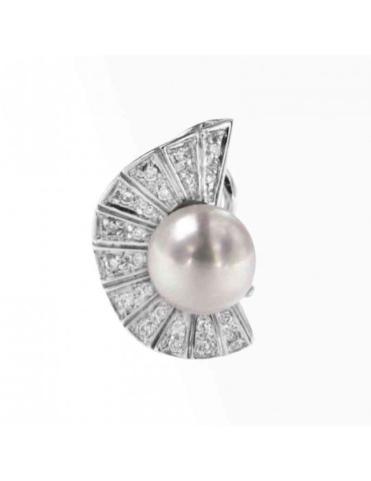 Orecchini Nimei - in Oro Bianco 18 Carati con Perle Akoya 7-7,5mm e Diamanti Naturali - PER403