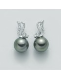 Orecchini Nimei - in Oro Bianco 18 Carati con Perle Tahiti Moorea 9-10mm e Diamanti Naturali - PER1616T