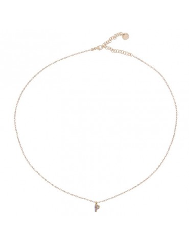 Rue des Mille Choker - Golden-Letter P-White Zircons-GRZ011INIZAUP