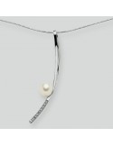 Collana Nimei - in Oro Bianco 18 Carati con Perla 8,5-9mm e Diamanti Naturali - PCL733