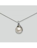 Nimei Necklace - in 18K White Gold with 13-14mm Australian Pearl and Natural Diamonds - 0
