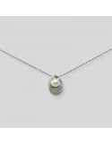 Nimei Necklace - 18K White Gold with 7.5-8mm Akoya Pearl and Natural Diamonds - 0