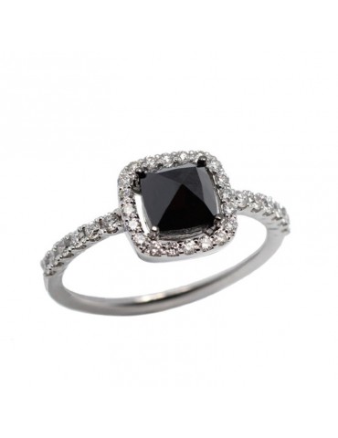 Buonocore Ring - in 18K White Gold with Black Diamond and Natural Diamonds - 0