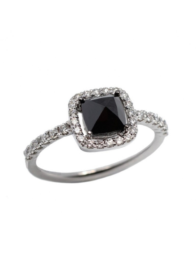 Buonocore Ring - in 18K White Gold with Black Diamond and Natural Diamonds - 0