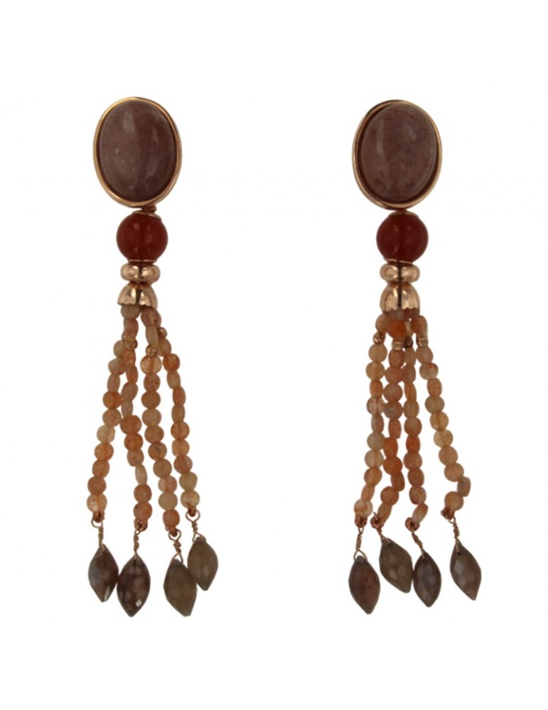 Giadan Earrings - Multistrand Pendants-Sunstones-Carnelian-GIADAN54