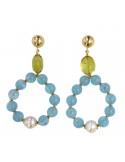 Orecchini Giadan - Argento 925% Dorato - Acquamarina - Ambra -GIADAN55