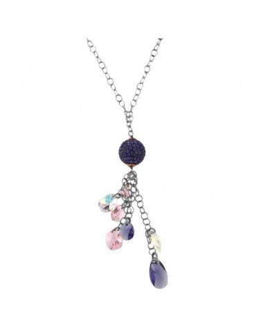 Boccadamo Necklace - 925% Sterling Silver - Pendant Pendant - Purple Cubic Zirconia - GR401