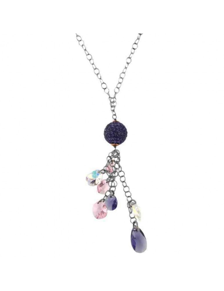 Boccadamo Necklace - 925% Sterling Silver - Pendant Pendant - Purple Cubic Zirconia - GR401