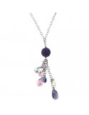 Boccadamo Necklace - 925% Sterling Silver - Pendant Pendant - Purple Cubic Zirconia - GR401