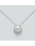 Nimei Necklace - 18K White Gold with 8.5-9mm Akoya Pearl and Natural Diamonds - 0