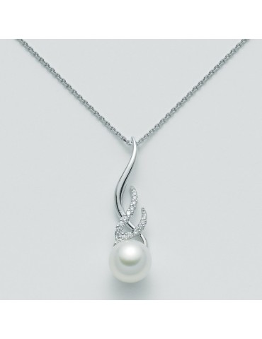Nimei Necklace - 18K White Gold with 10-11mm Australian Pearl and Natural Diamonds - 0