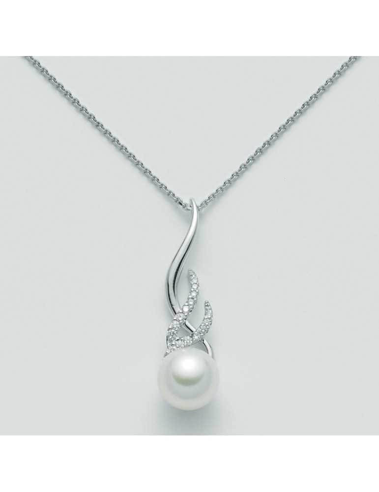 Nimei Necklace - 18K White Gold with 10-11mm Australian Pearl and Natural Diamonds - 0