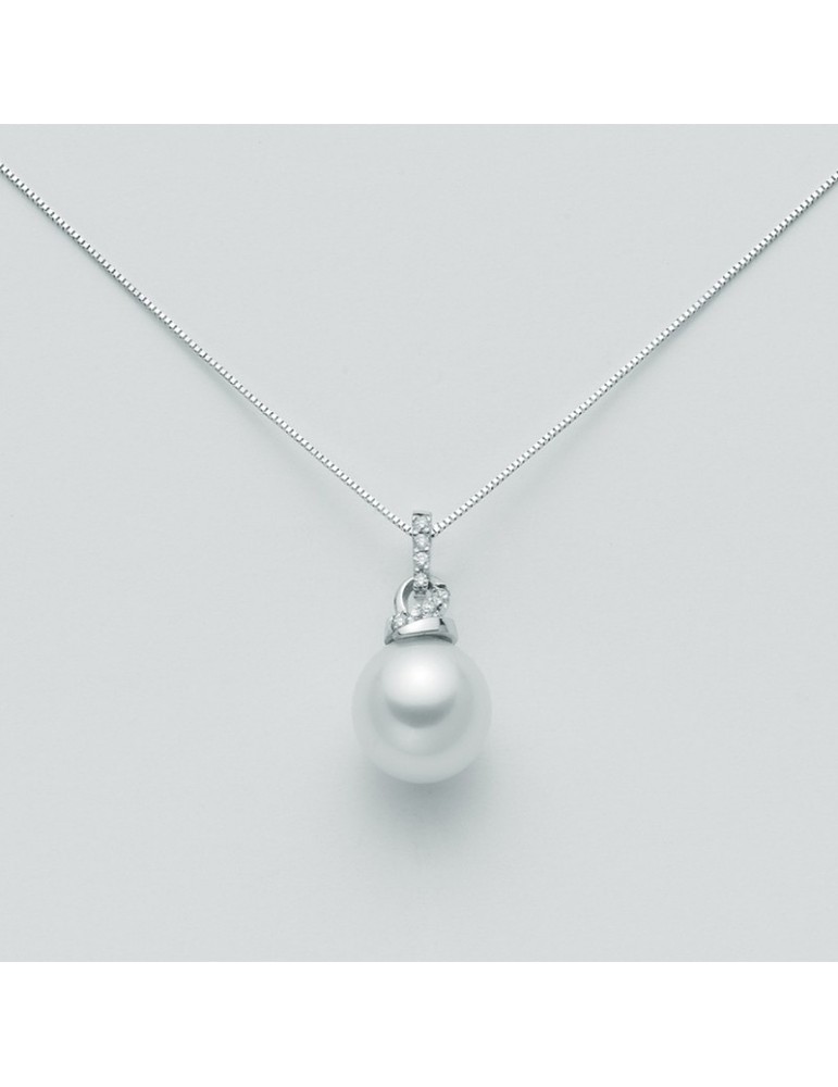 Collana Nimei - in Oro Bianco 18 Carati con Perla Australia Maxima 11-12mm e Diamanti Naturali - PCL2554A