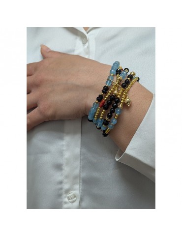 Bracciale Giadan - Argento 925% Dorato - Acquamarina -Corallo-GIADAN50