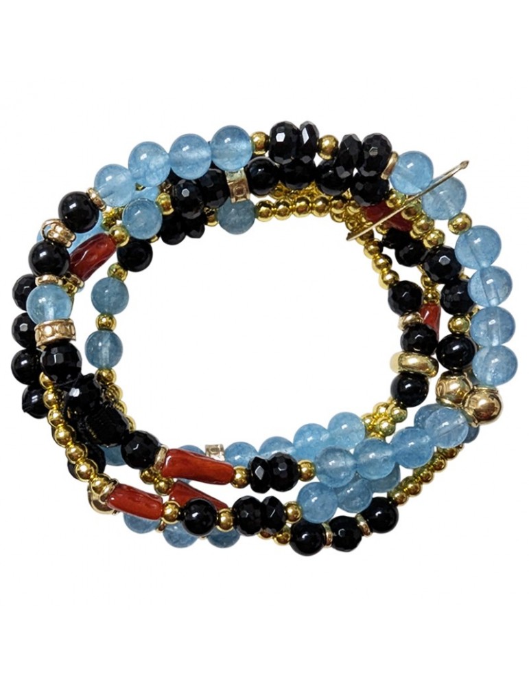 Bracciale Giadan - Argento 925% Dorato - Acquamarina -Corallo-GIADAN50
