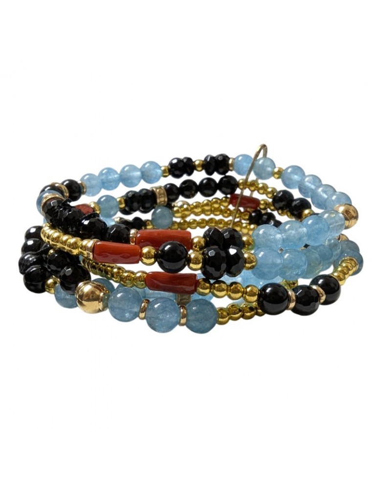 Bracciale Giadan - Argento 925% Dorato - Acquamarina -Corallo-GIADAN50