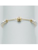 Bracciale Nimei - in Oro Giallo 18 Carati con Perle 6-6,5mm e Sfera Dorata - PBR885