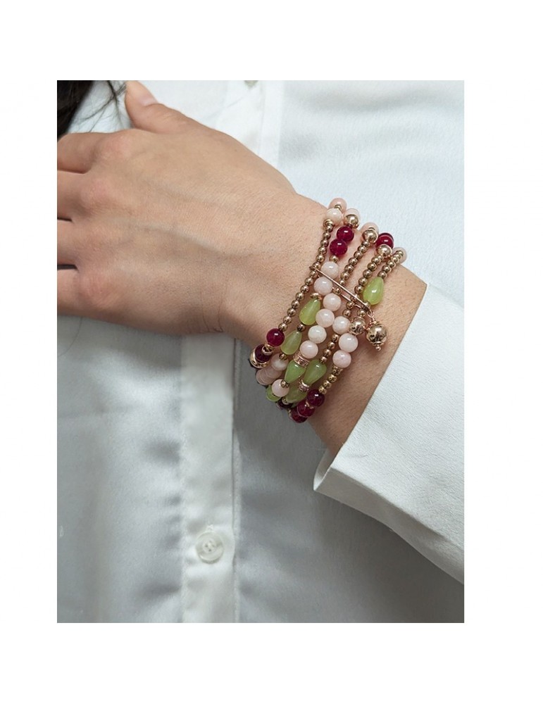 Giadan Bracelet - Kaleido - 925% Sterling Silver Rosé - Morganite - Jade - GIADAN52