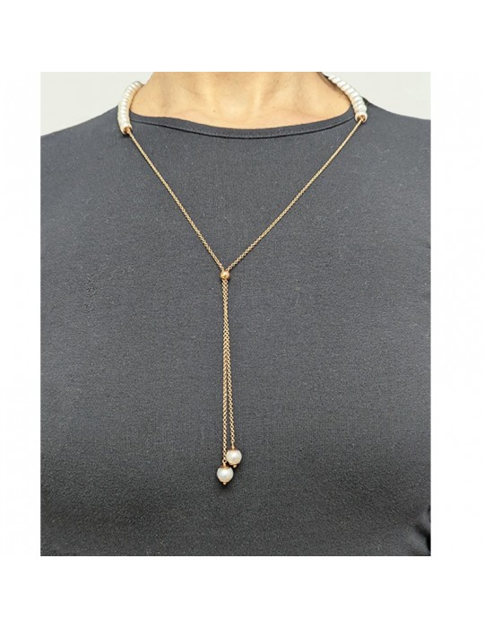 Giadan Necklace - Marilyn - Tie-925% Sterling Silver Rose-Pearls-GIADAN48