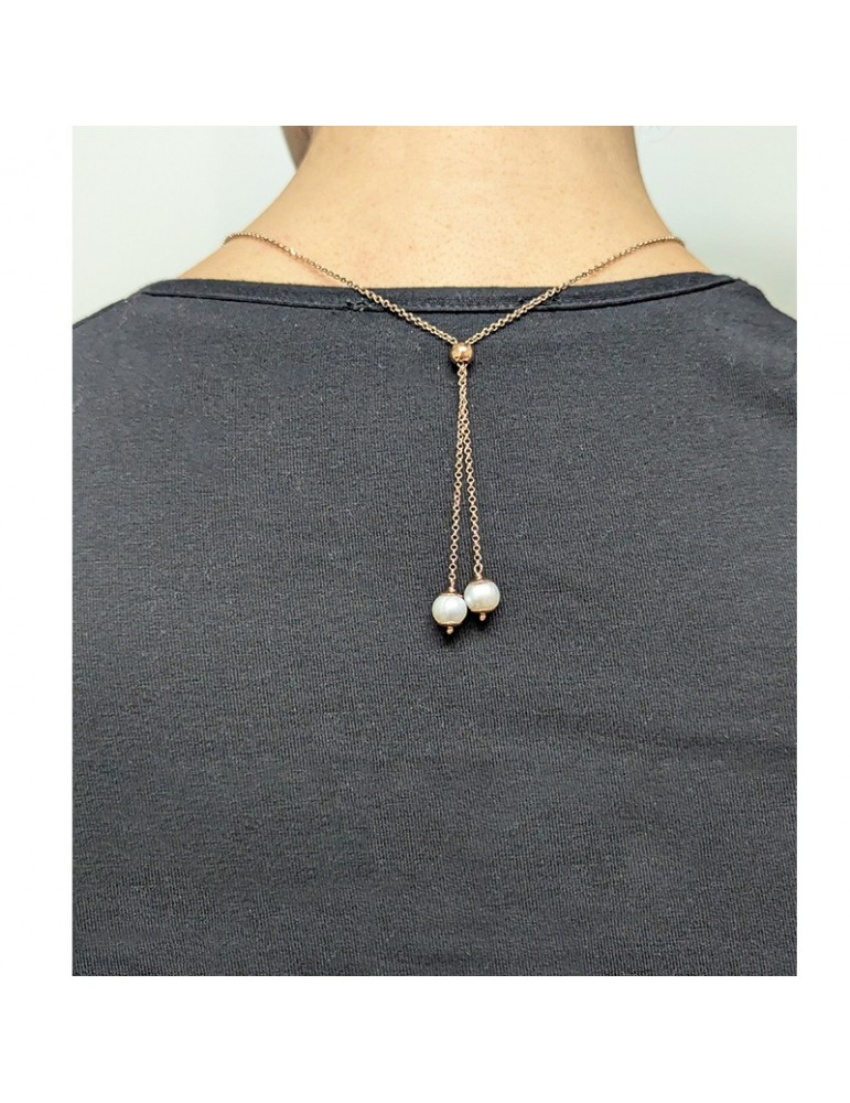 Giadan Necklace - Marilyn - Tie-925% Sterling Silver Rose-Pearls-GIADAN48