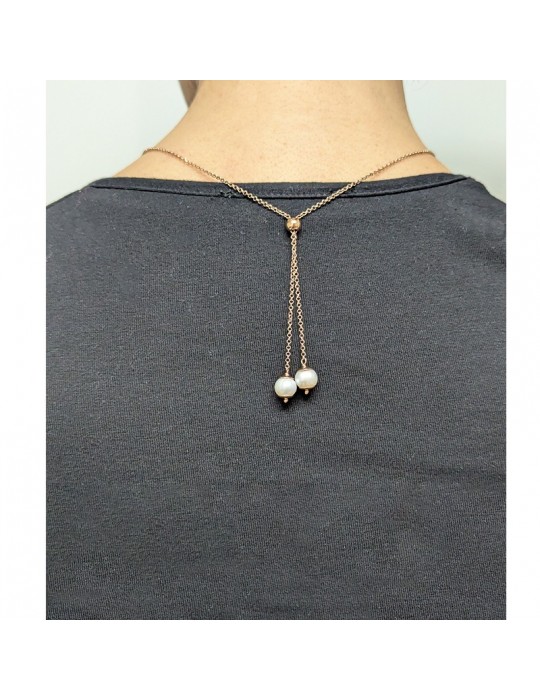 Giadan Necklace - Marilyn - Tie-925% Sterling Silver Rose-Pearls-GIADAN48