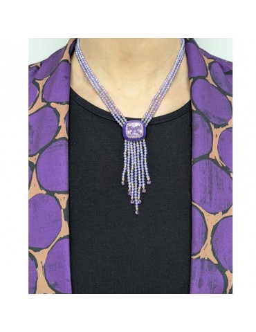 Giadan Necklace - Mariquita - 925% Silver Golden - Topaz - Lilac Zircons - GIADAN49