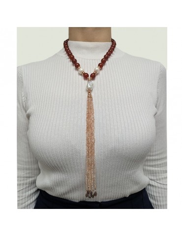 Giadan Necklace - Andorra - Carnelian - Baroque Pearls - GIADAN46