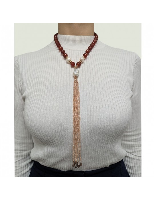 Giadan Necklace - Andorra - Carnelian - Baroque Pearls - GIADAN46