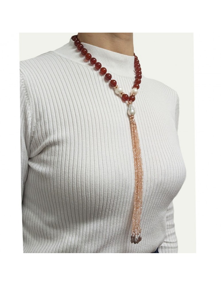 Giadan Necklace - Andorra - Carnelian - Baroque Pearls - GIADAN46
