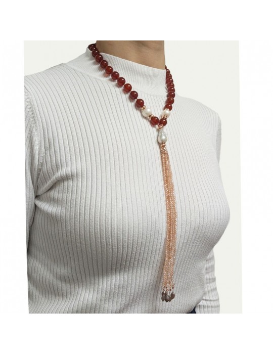 Giadan Necklace - Andorra - Carnelian - Baroque Pearls - GIADAN46