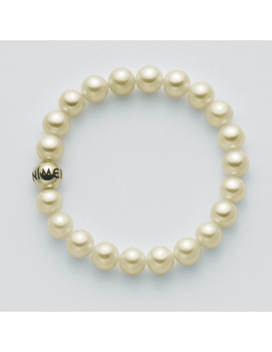 Nimei Bracelet - with Real Orange Pearls 8.5-9mm and Golden Sphere - 0
