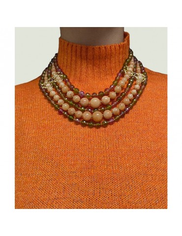 Giadan Necklace - Alba - 925% Silver Gilded - Agate-Aragonite-GIADAN44