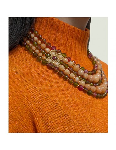 Giadan Necklace - Alba - 925% Silver Gilded - Agate-Aragonite-GIADAN44 2