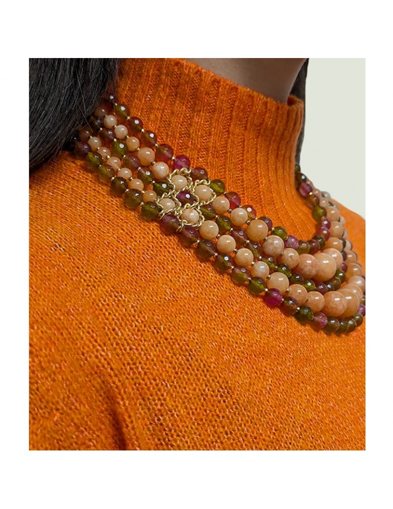 Collana Giadan - Alba - Argento 925% Dorato - Agata-Aragonite-GIADAN44