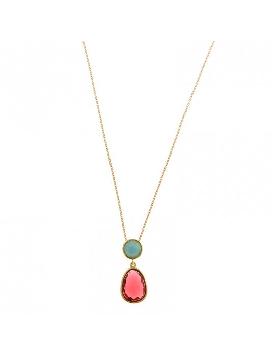 Salvatore Plata Necklace - Amazonite - Red Glass - 241C0059 Salvatore Plata Necklace - Amazonite - Red Glass - 241C0059