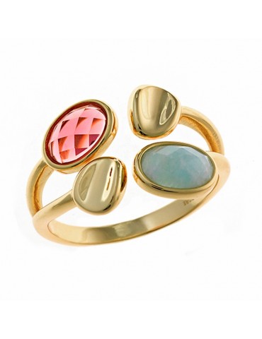 Salvatore Plata Ring - Amazonite - Red Glass - Size 16-241S0039/16