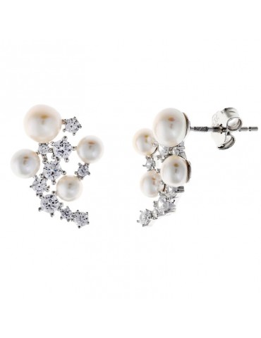 Salvatore Plata Earrings - Wedding-a Lobe-925% Sterling Silver-Pearls-272A0032