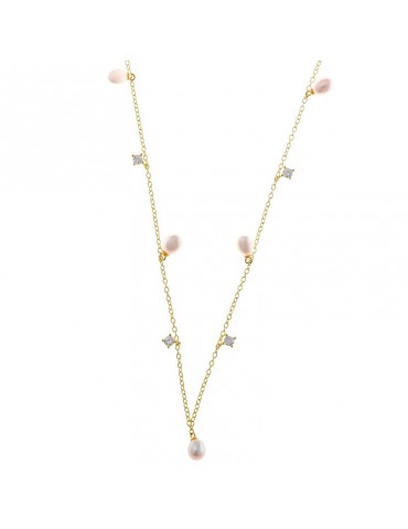 Salvatore Plata Necklace - Heritiere-925% Silver Golden-Pearls-272C0031
