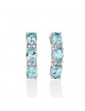 Miluna Earrings - Trilogy in 18K White Gold with Aquamarine and Natural Diamonds - 0
