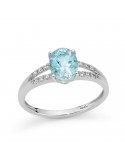 Anello Miluna - in Oro Bianco 18 carati con Acquamarina Ovale e Diamanti Naturali - LID3921