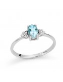 Miluna Ring - in 18K White Gold with 0.37 Carat Oval Aquamarine and Natural Diamonds - 0