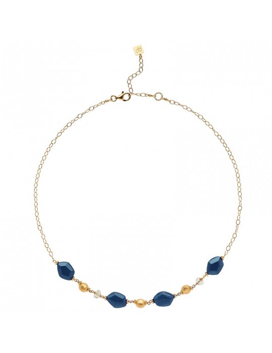 Girocollo Rossoprezioso - Dorato - Blue London - Cristalli - 24178BN