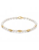 Bracciale Miluna - Pepite di Perle - Perle Vere Riso 4-4,5mm - Elementi in Argento 925 - PBR3634G
