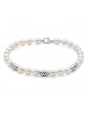 Bracciale Miluna - Pepite di Perle con Perle Vere Riso 5-5,5mm ed Elementi in Argento 925 - PBR3639B