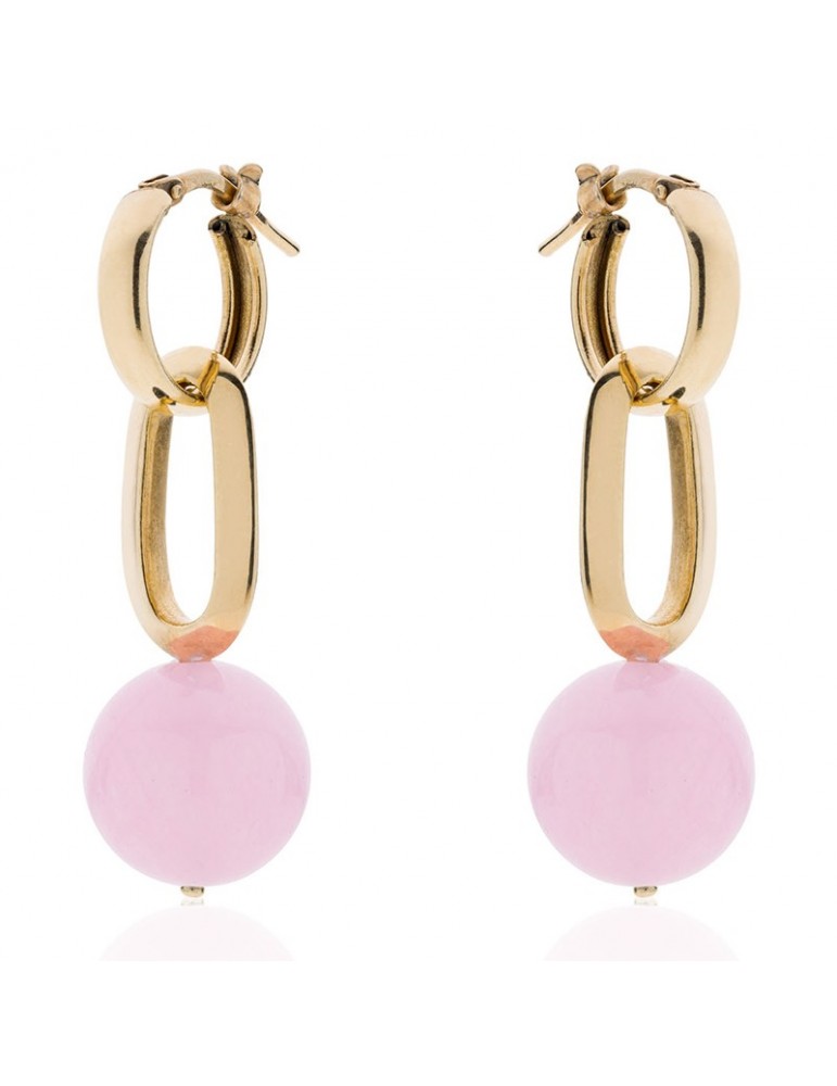 Unoaerre Earrings - Golden Bronze - Removable Pink Pearl - EXO45699G
