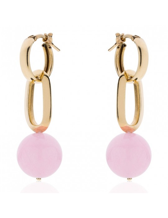 Unoaerre Earrings - Golden Bronze - Removable Pink Pearl - EXO45699G