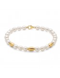 Bracciale Miluna - Pepite di Perle con Perle Vere Riso 5-5,5mm ed Elementi in Argento 925 - 0