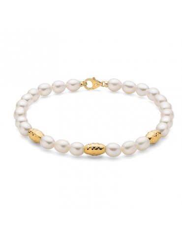 Bracciale Miluna - Pepite di Perle con Perle Vere Riso 5-5,5mm ed Elementi in Argento 925 - 0 2